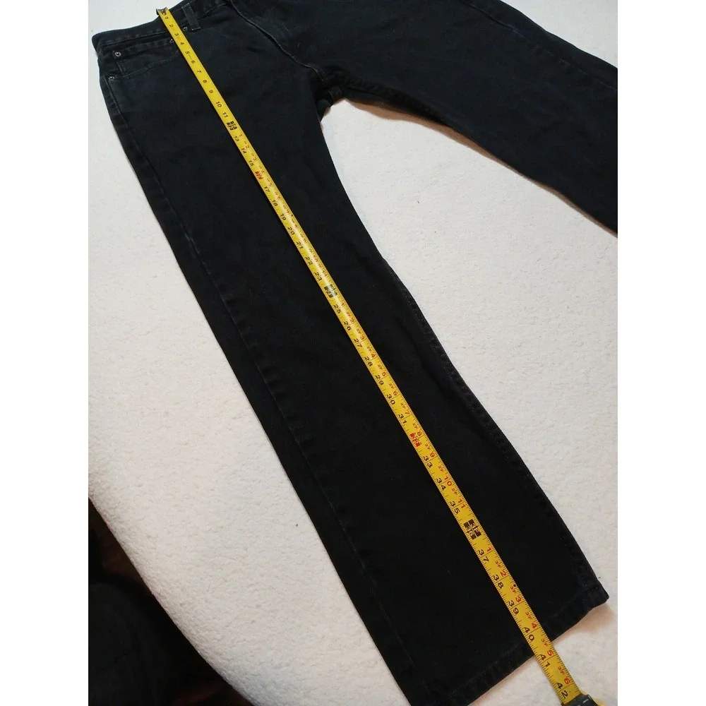 Levis 505 Regular Fit Straight Leg Black Jeans Mens 36x30 WaterLess Denim Pants